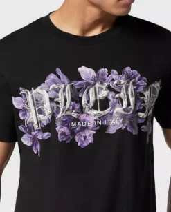 Czarny t-shirt z nadrukiem Flowers