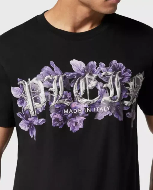 Czarny t-shirt z nadrukiem Flowers