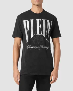 Czarny t-shirt z okrągłym dekoltem