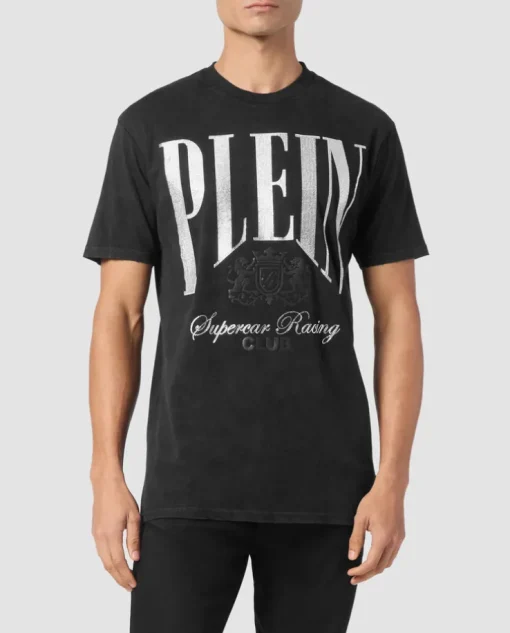 Czarny t-shirt z okrągłym dekoltem