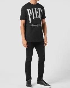 Czarny t-shirt z okrągłym dekoltem