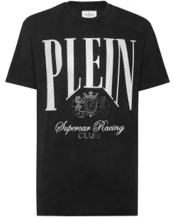 Czarny t-shirt z okrągłym dekoltem