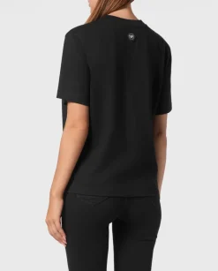Czarny t-shirt z ozdobnym logo