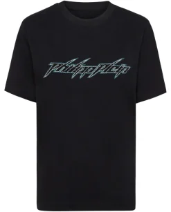 Czarny t-shirt z ozdobnym logo