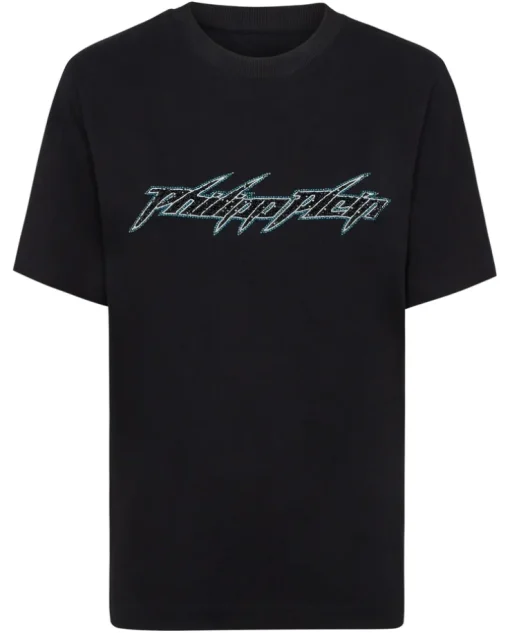 Czarny t-shirt z ozdobnym logo