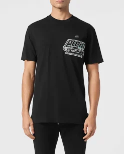 Czarny t-shirt z ozdobnym logo