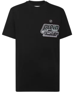 Czarny t-shirt z ozdobnym logo