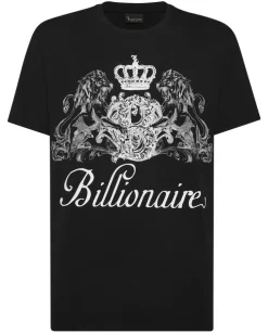Czarny t-shirt z ozdobnym nadrukiem