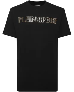Czarny t-shirt z ozdobnym printem