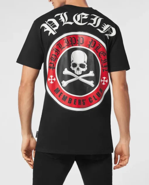 Czarny T-shirt z printem na plecach