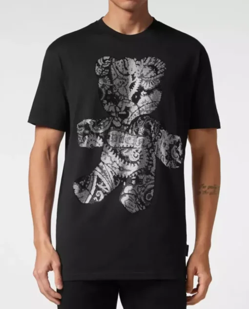 Czarny t-shirt z wzorem Paisley Teddy Bear