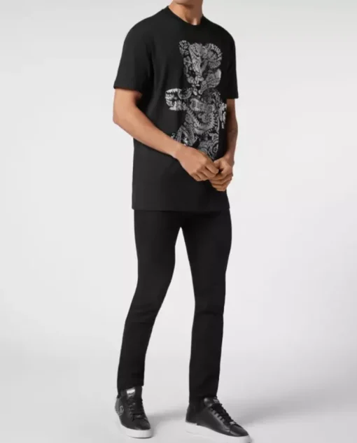 Czarny t-shirt z wzorem Paisley Teddy Bear