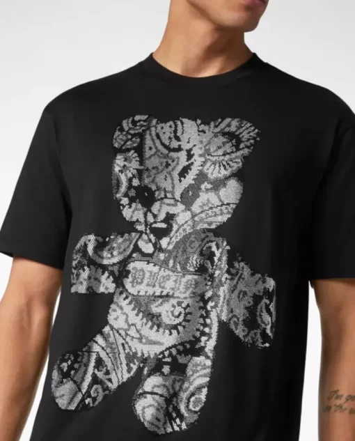 Czarny t-shirt z wzorem Paisley Teddy Bear