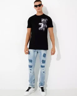 Czarny t-shirt z wzorem Paisley Teddy Bear