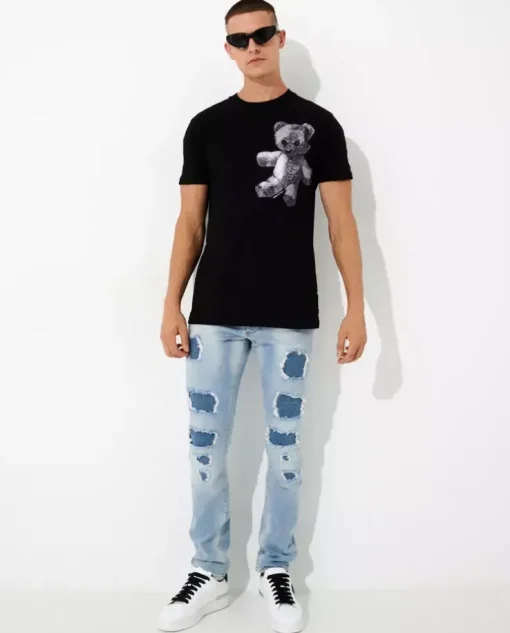 Czarny t-shirt z wzorem Paisley Teddy Bear