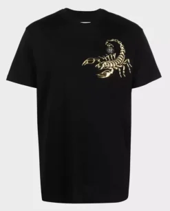 Czarny t-shirt ze złotą naszywką Scorpion