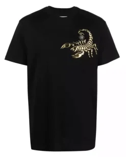 Czarny t-shirt ze złotą naszywką Scorpion