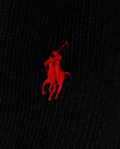 Czarny wełniany szalik z logo