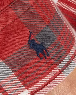 Czerwona koszula w kratę z logo