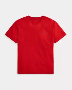 Czerwona koszulka z haftowanym logo Classic Fit