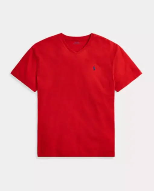 Czerwona koszulka z haftowanym logo Classic Fit