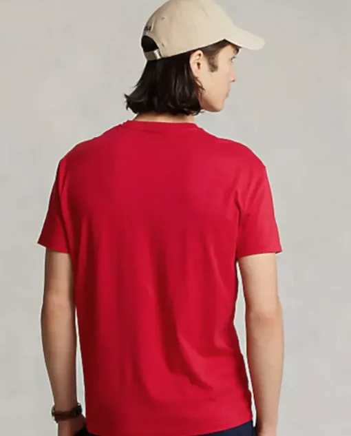 Czerwona koszulka z haftowanym logo Classic Fit