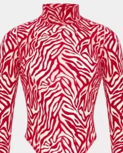 Czerwone body z welurowym printem Kylie Long