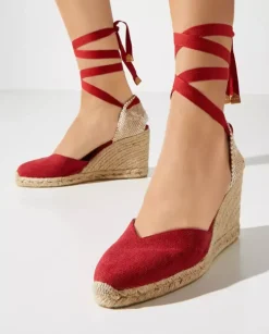 Czerwone espadryle na koturnie Chiara