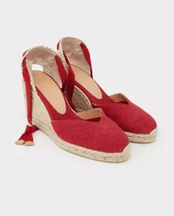 Czerwone espadryle na koturnie Chiara