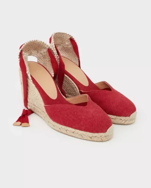 Czerwone espadryle na koturnie Chiara