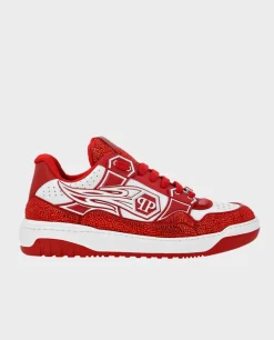 Czerwone sneakersy z kryształkami