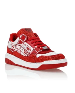 Czerwone sneakersy z kryształkami
