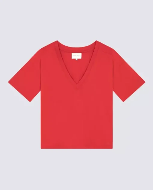 Czerwony bawełniany t-shirt