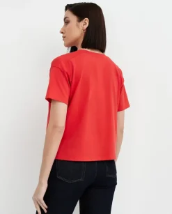 Czerwony bawełniany t-shirt