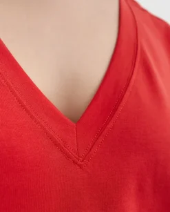 Czerwony bawełniany t-shirt