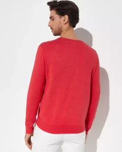 Czerwony sweter z haftowanym logo