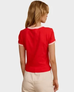 Czerwony t-shirt Cropped Sunday
