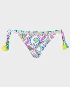 Dół od bikini z printem i ozdobnymi troczkami