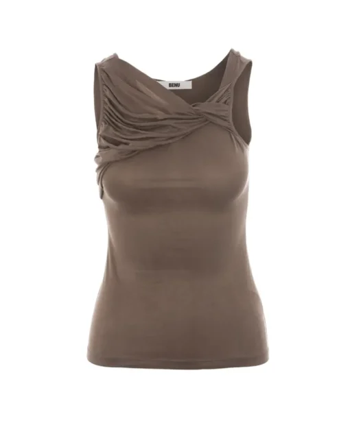 Drapowany top Mokka Cupro