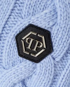 Dzianinowy błękitny sweter Skull & Bones