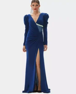 Elegancka niebieska maxi sukienka Hilaria