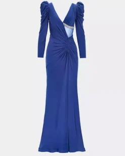Elegancka niebieska maxi sukienka Hilaria