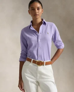 Fioletowa koszula Slim Fit z logo