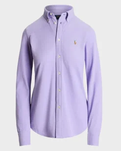 Fioletowa koszula Slim Fit z logo