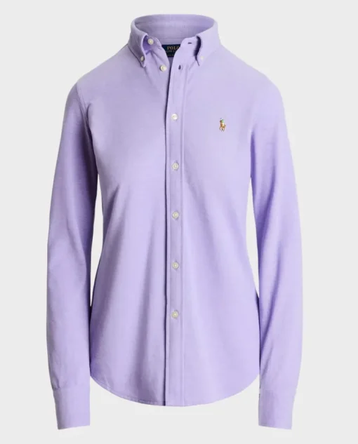 Fioletowa koszula Slim Fit z logo