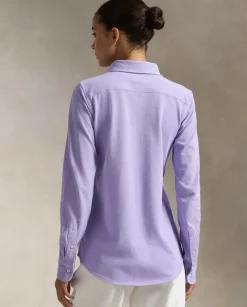 Fioletowa koszula Slim Fit z logo