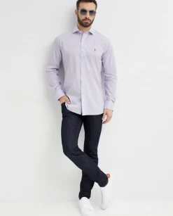 Fioletowa koszula w paski Custom Fit
