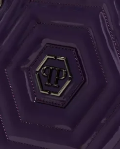 Fioletowa lakierowana torebka Hexagon
