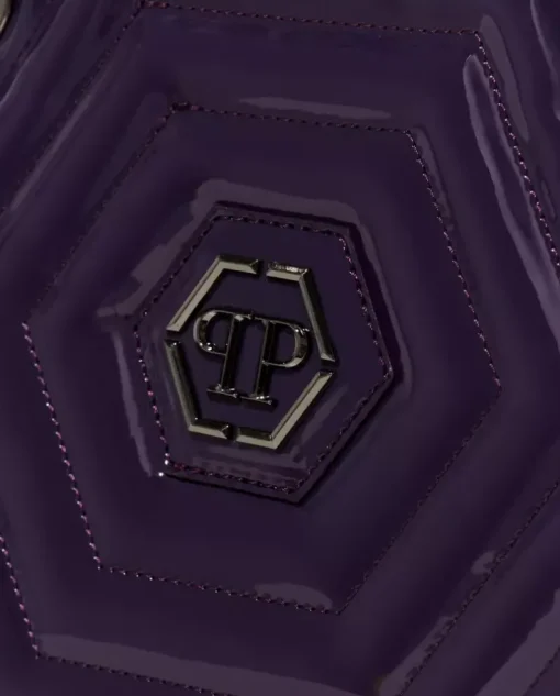 Fioletowa lakierowana torebka Hexagon