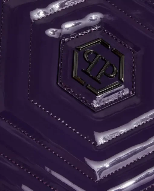 Fioletowa lakierowana torebka Hexagon